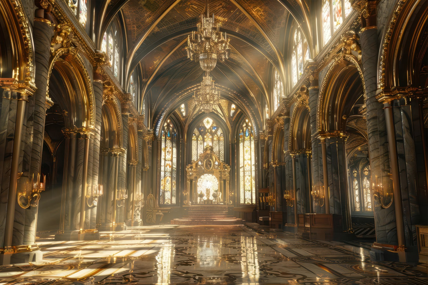 Architecture Backdrop Gothic Cathedral Golden Arches Backdrop UK BRP12-652