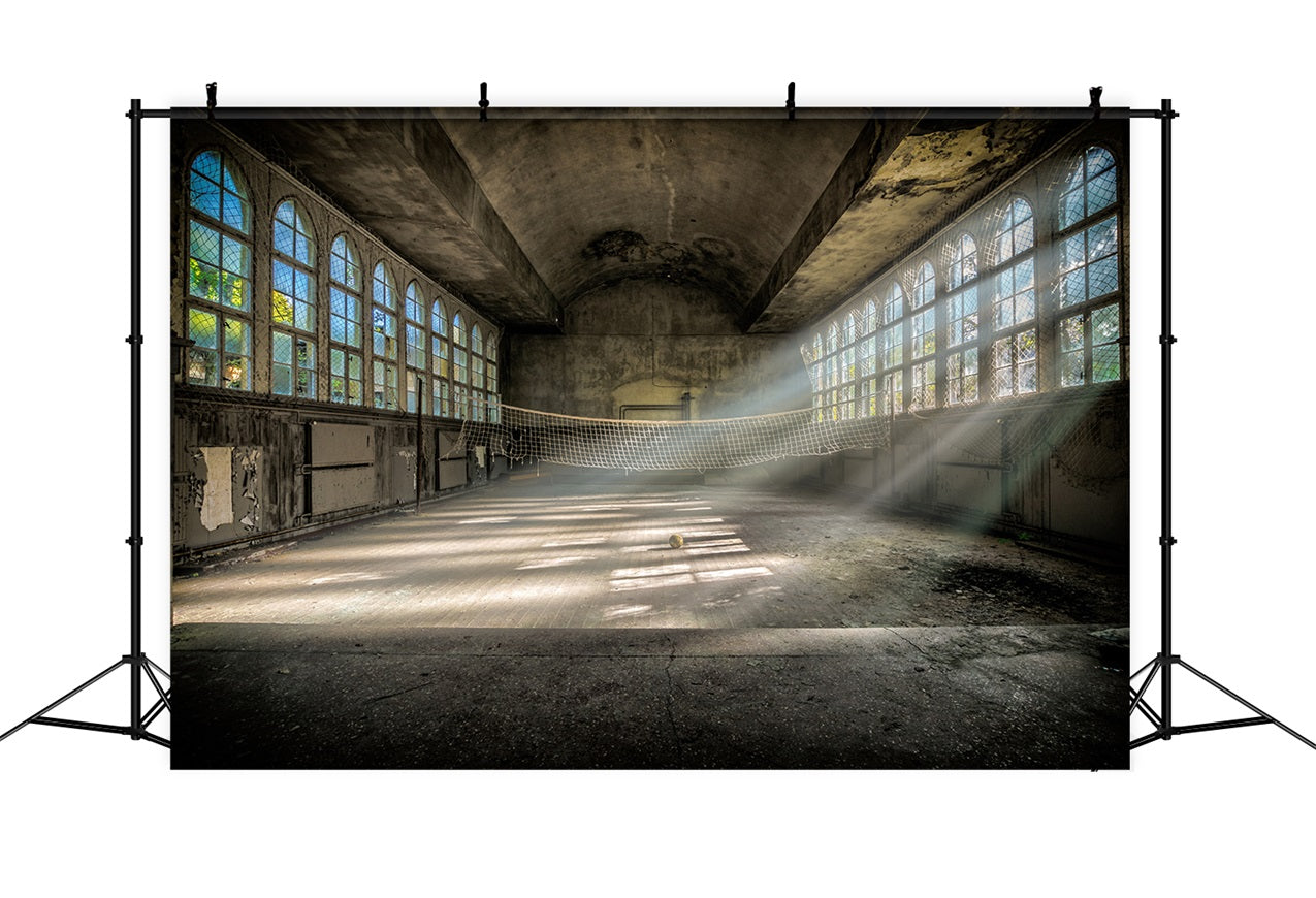 Architecture Backdrop Abandoned Sports Court Windows Backdrop UK BRP12-664