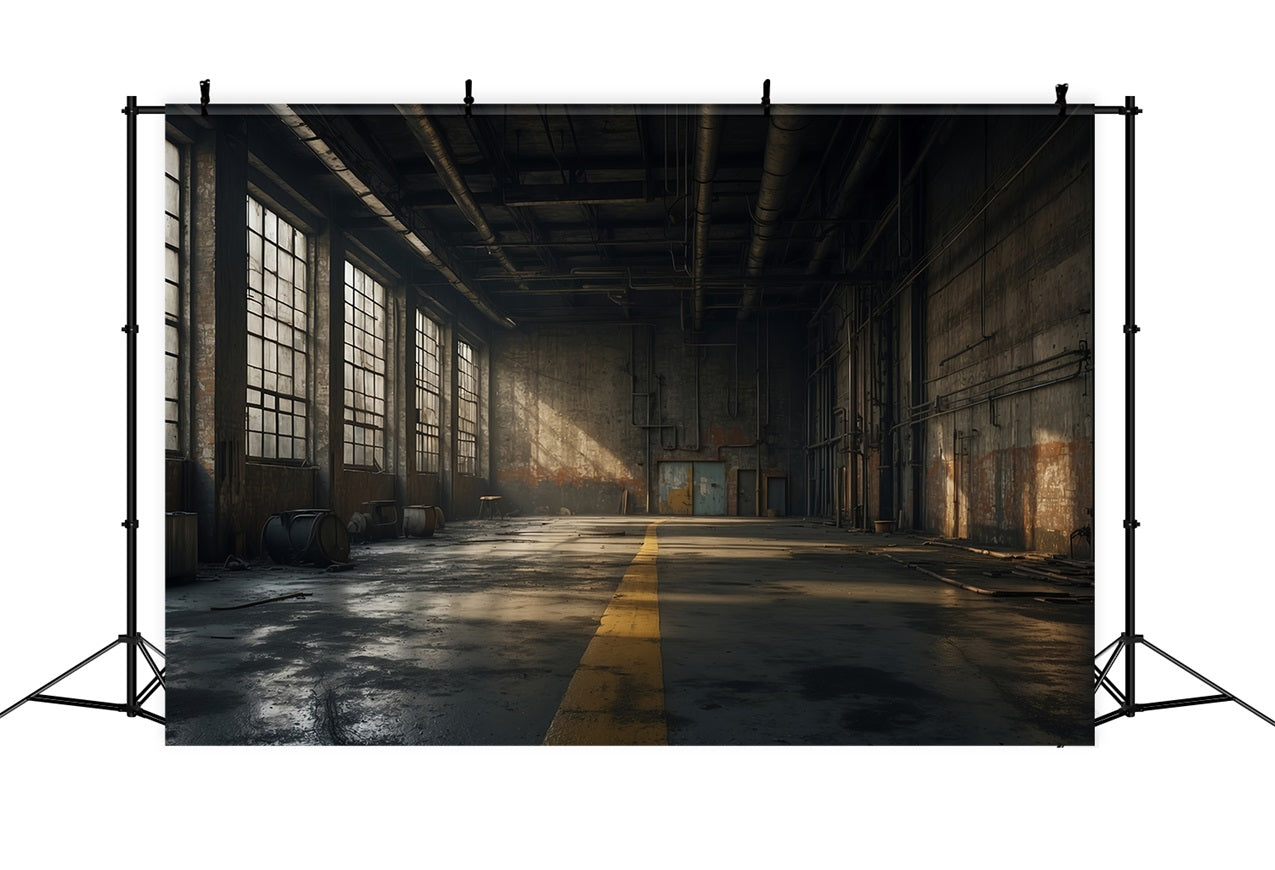 Architecture Backdrop Abandoned Factory Sunlit Windows Backdrop UK BRP12-665