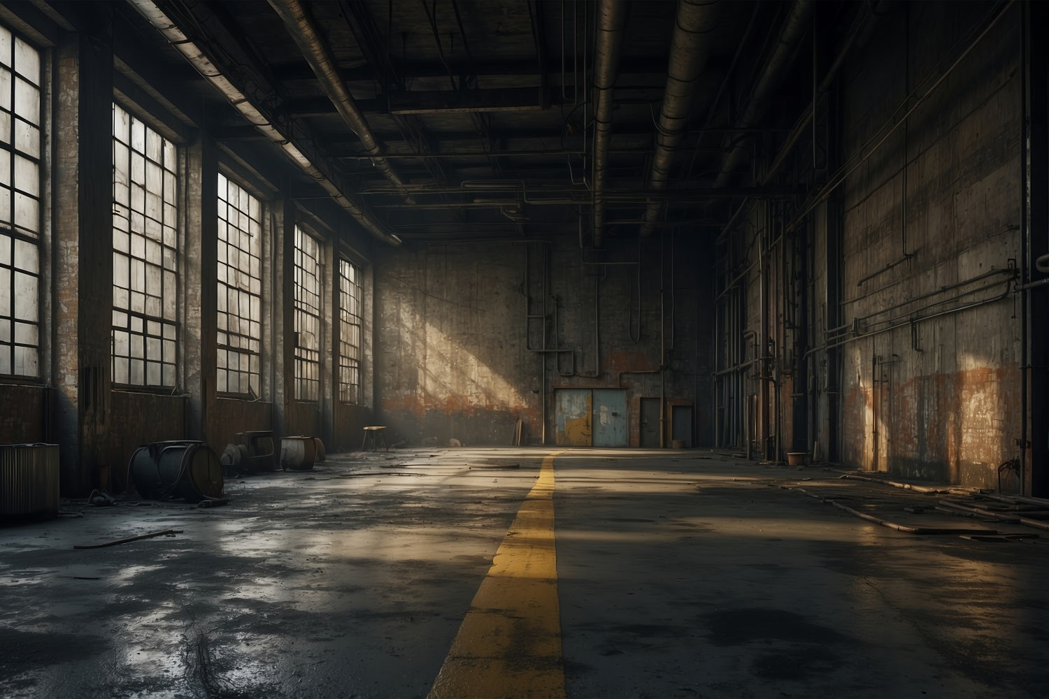 Architecture Backdrop Abandoned Factory Sunlit Windows Backdrop UK BRP12-665