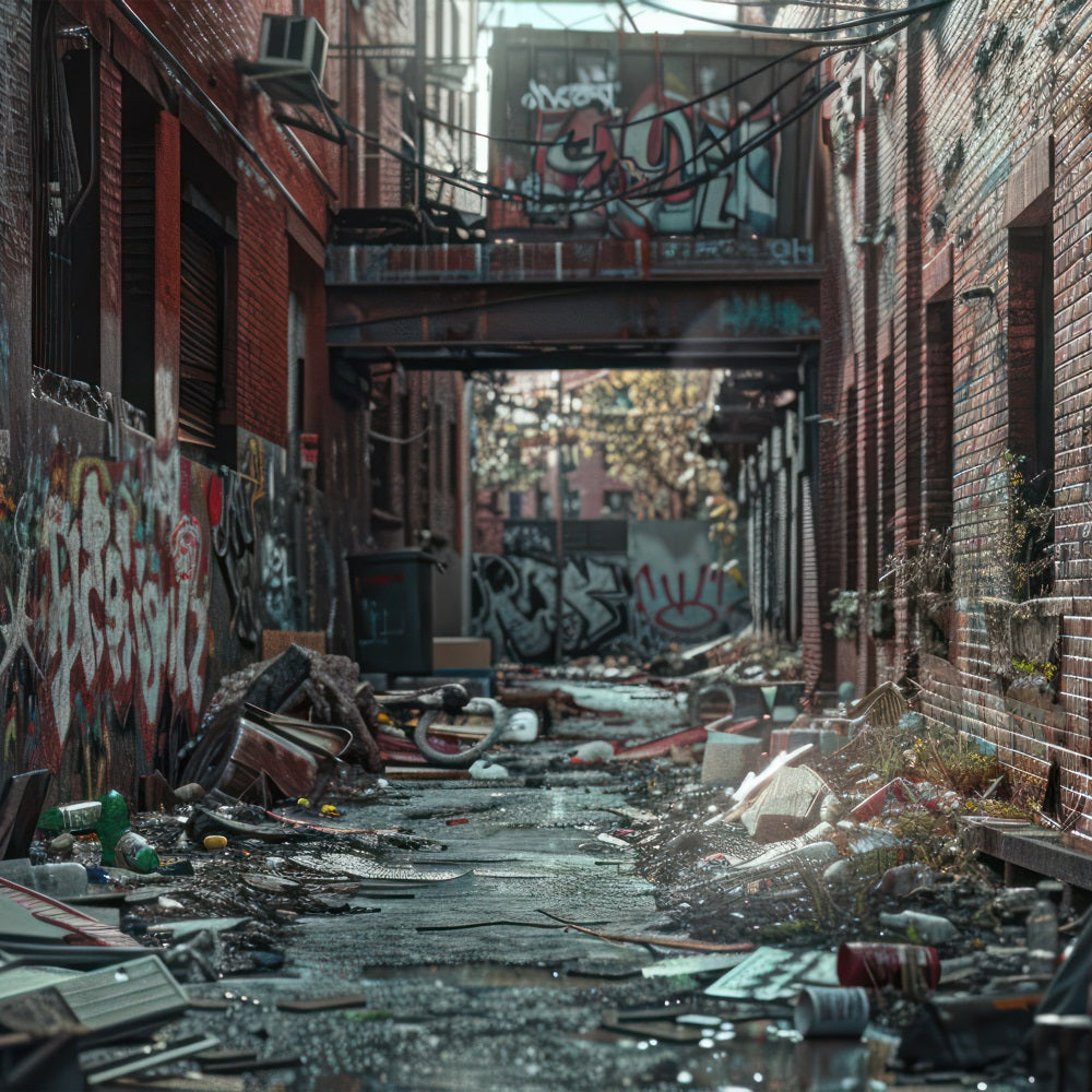 Architecture Backdrop Graffiti Alley Trash Scattered Backdrop UK BRP12-667