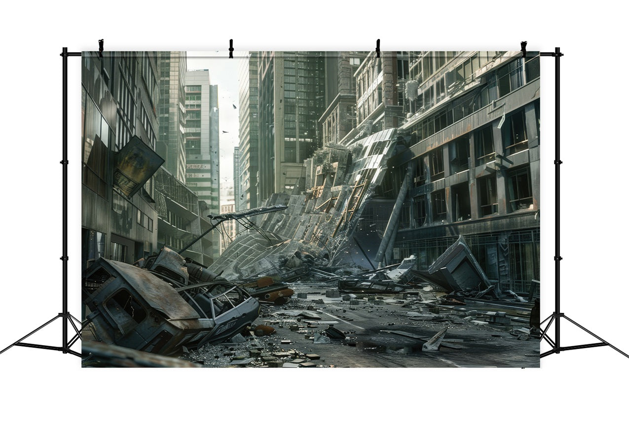 Architecture Backdrop Collapsed Skyscrapers Urban Tragedy Backdrop UK BRP12-668