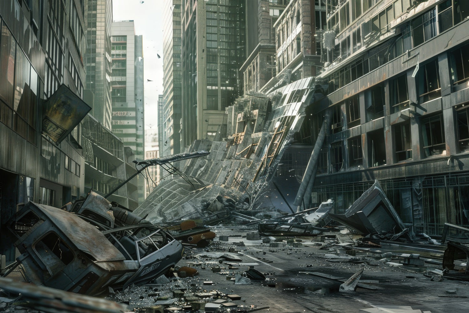 Architecture Backdrop Collapsed Skyscrapers Urban Tragedy Backdrop UK BRP12-668