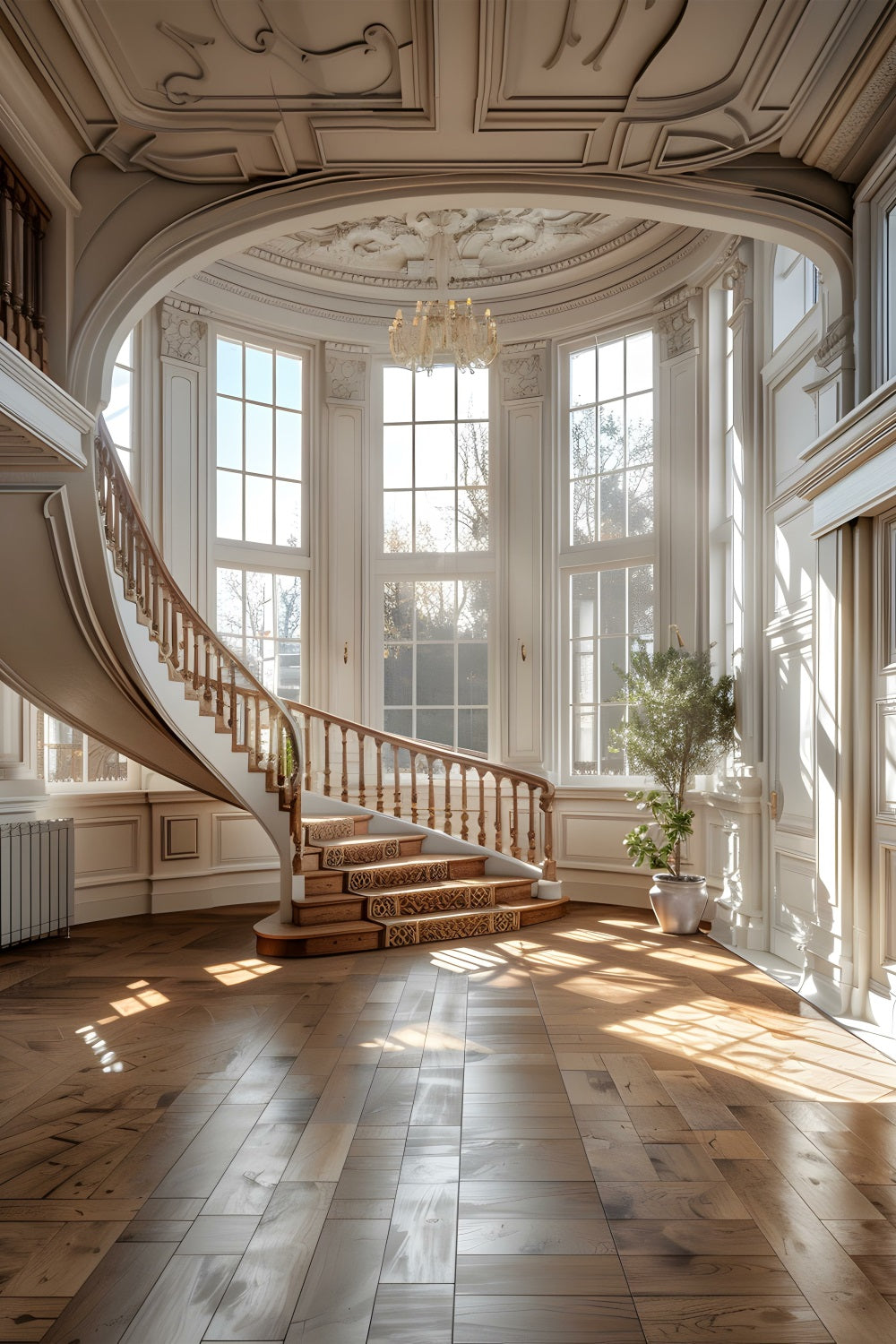 Architecture Backdrop Elegant Sunlit Manor Staircase Backdrop UK BRP12-671