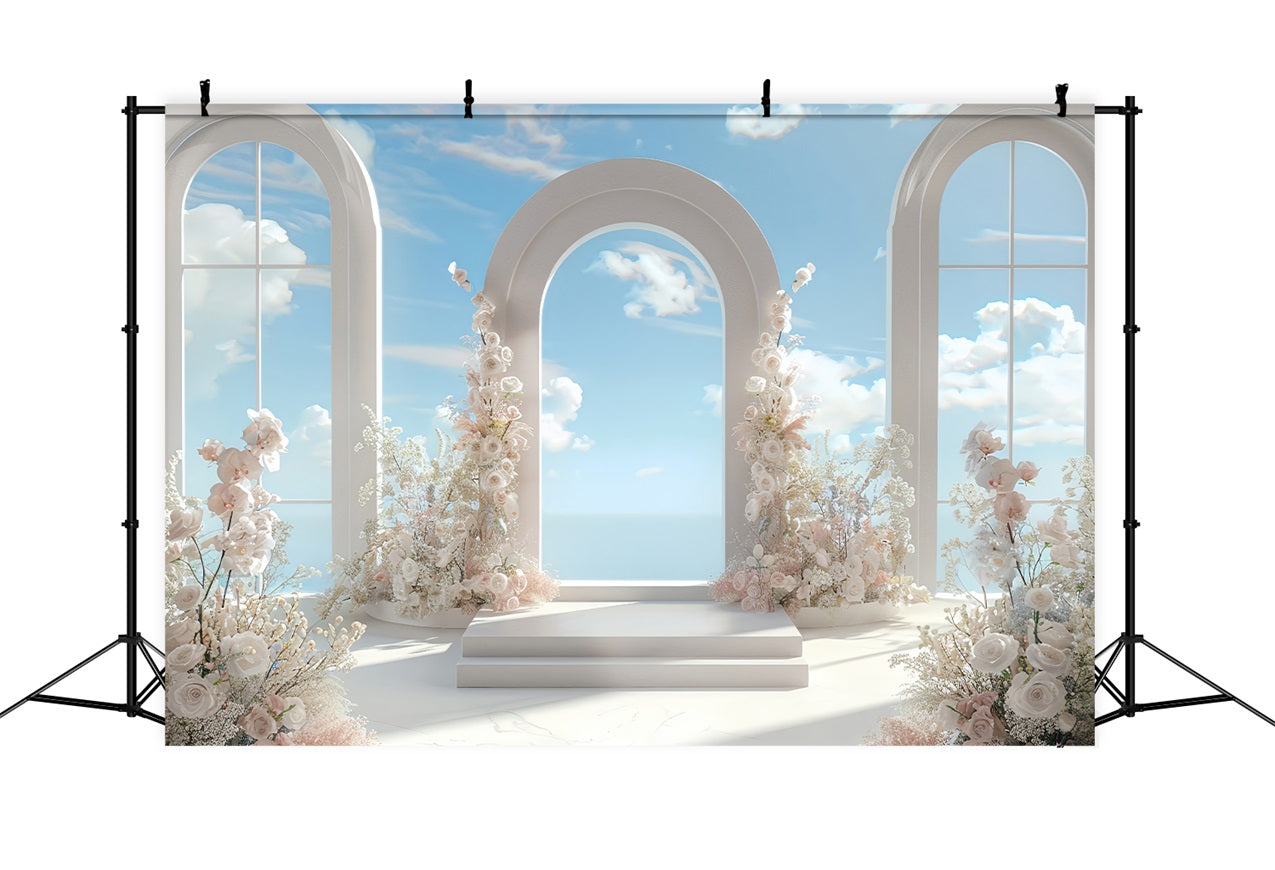 Architecture Backdrop Floral Arch Sky Blue Backdrop UK BRP12-675