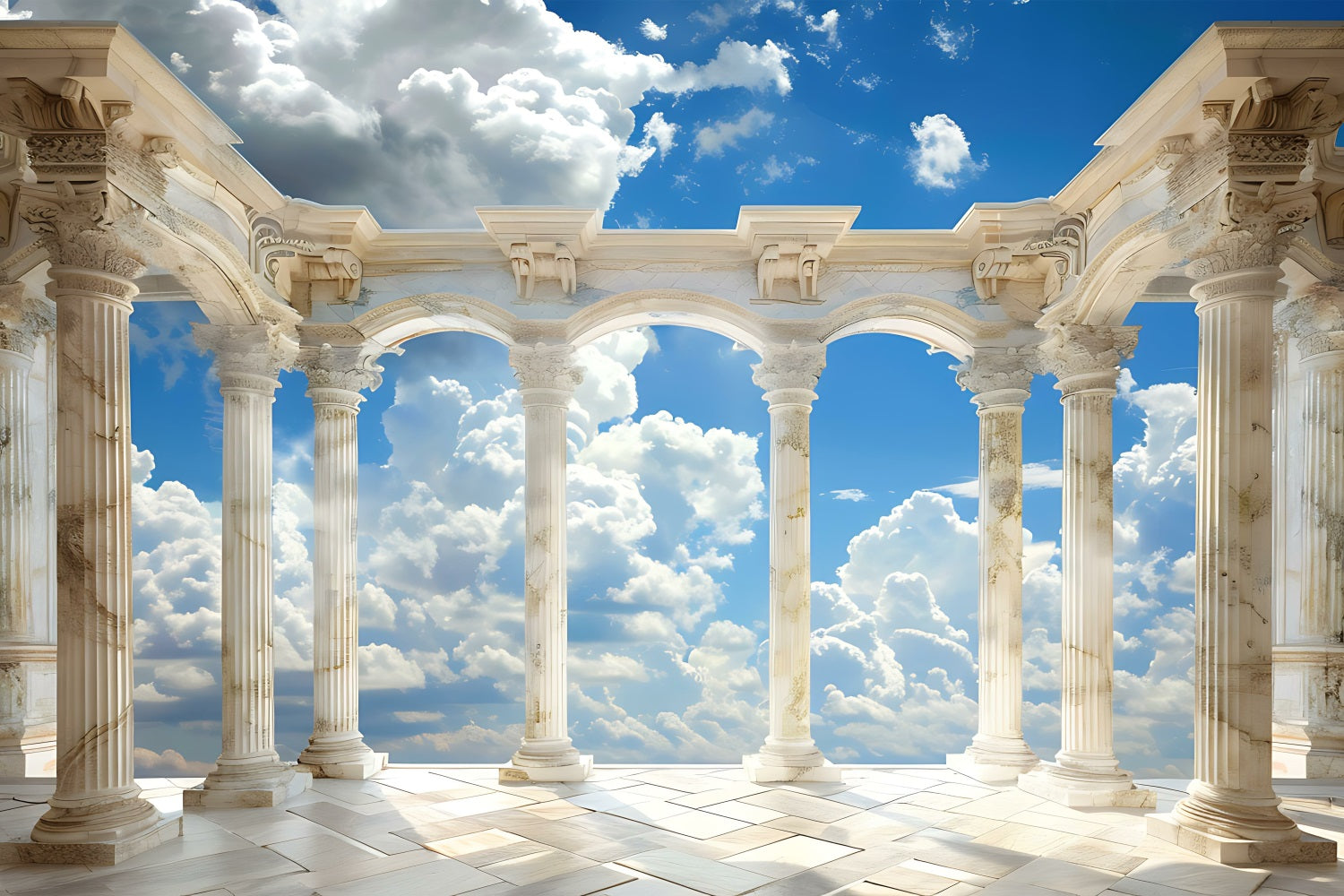Architecture Backdrop Marble Columns Arch Sky Backdrop UK BRP12-676