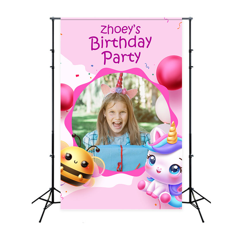 Custom Birthday Backdrop Cute Unicorn Friends Party Backdrop UK BRP2-117