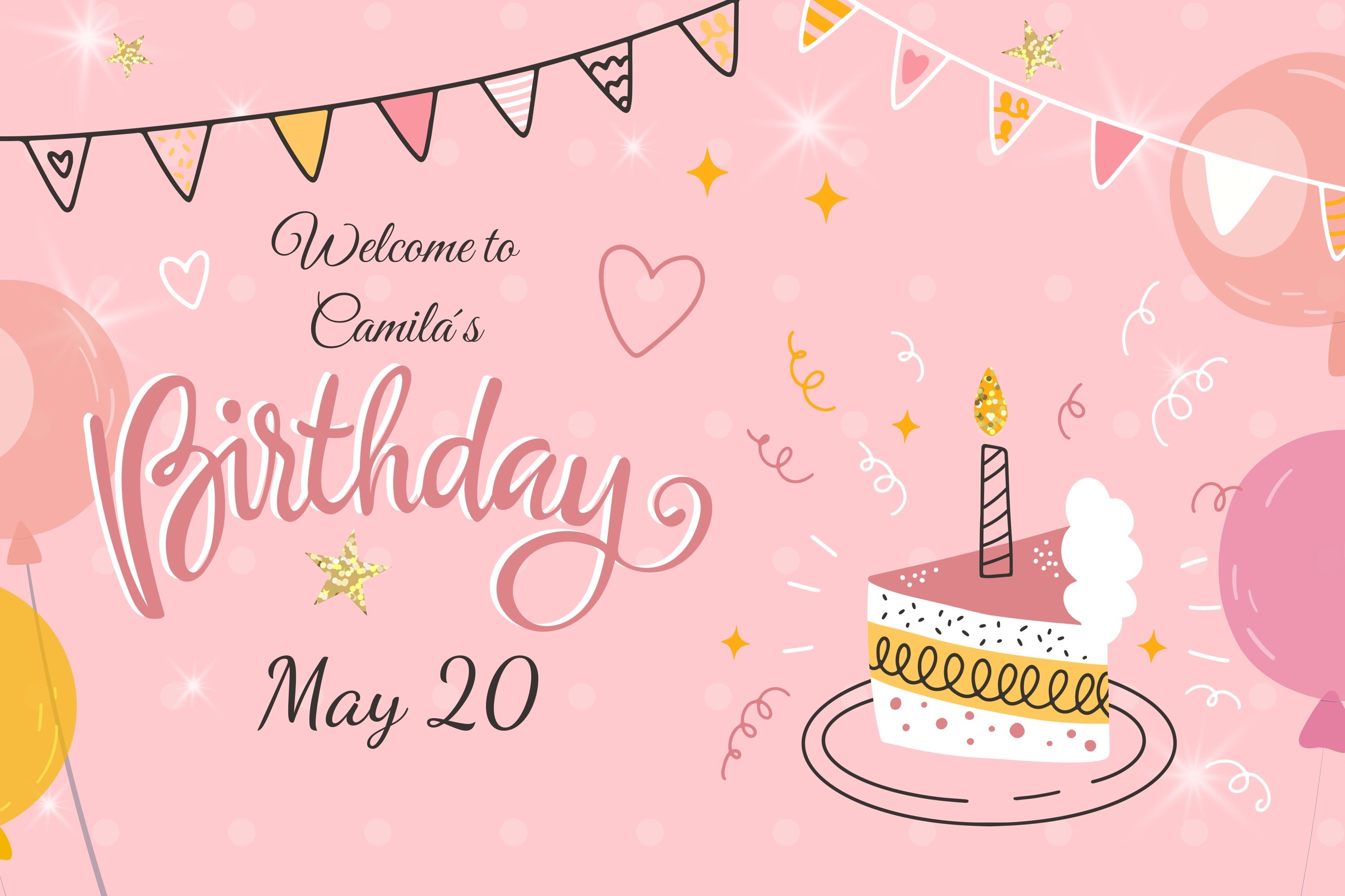 Custom Backdrop Birthday Sweet Cake Balloons Decorations Backdrop UK BRP2-140