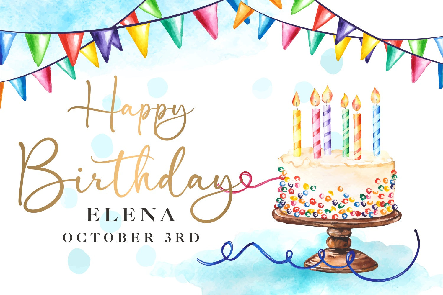 Birthday Backdrop Custom Colorful Flags Candle Cake Backdrop UK BRP2-141