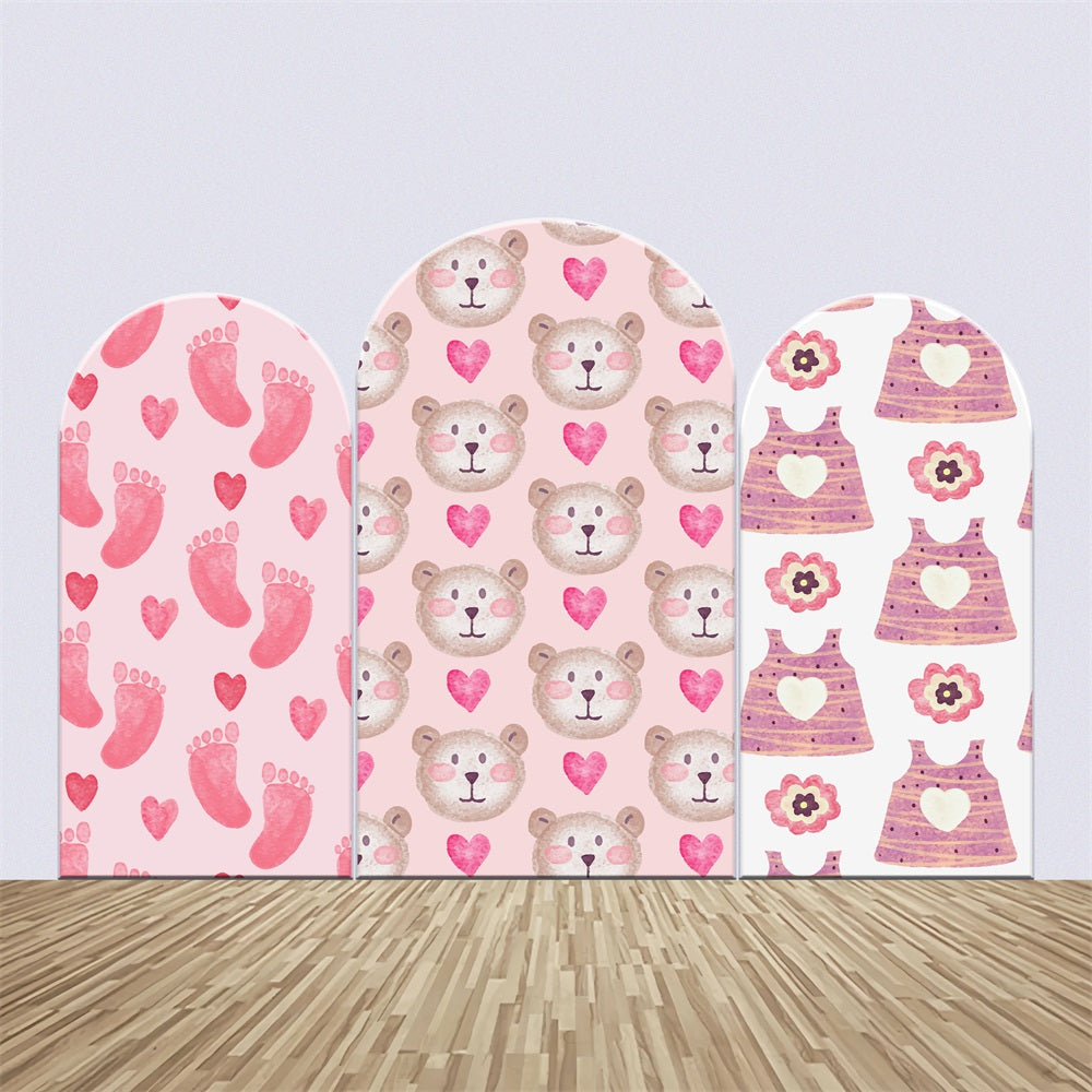 Custom Backdrop For Baby Shower Sweet Pink Teddy Arch Backdrop Kit UK BRP2-198