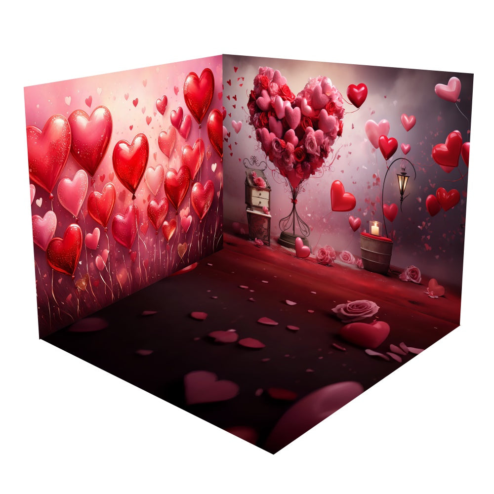 Valentine's Rose Heart Balloon Backdrop Room Set UK BRP2-2