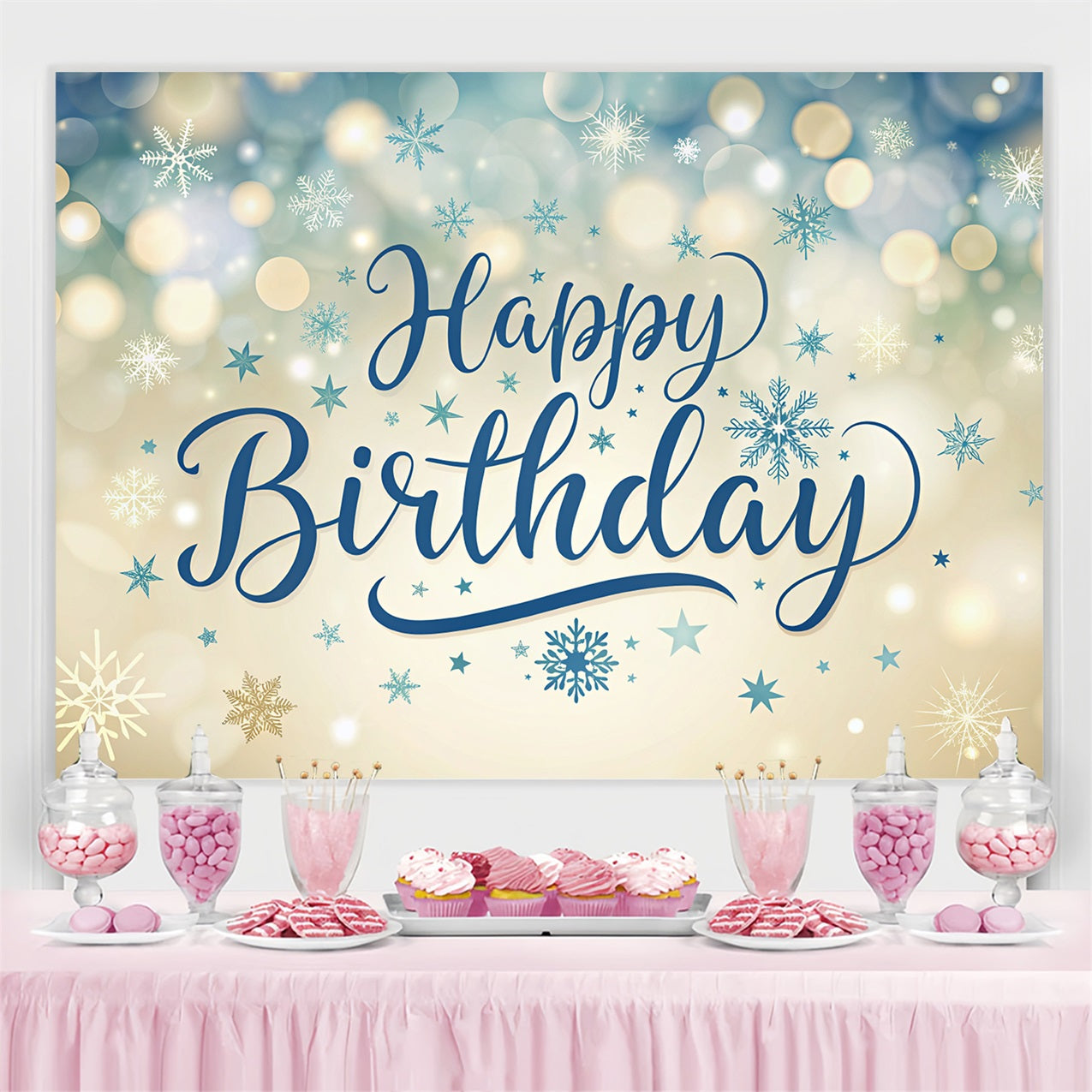Custom Backdrop For Birthday Party Winter Bokeh Snowflake Backdrop UK BRP2-218
