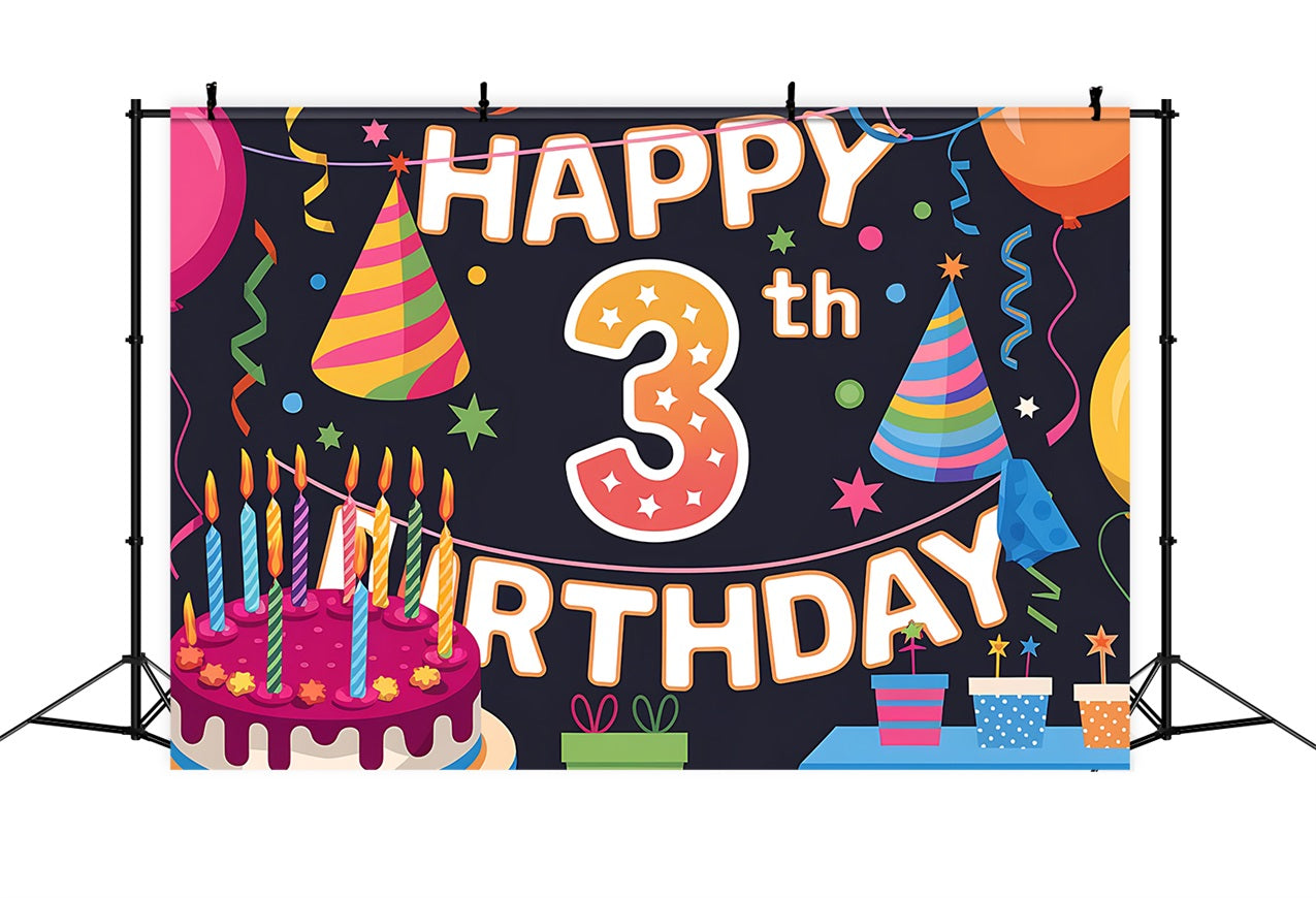 Personalized Backdrop For Birthday Party 3rd Balloons Backdrop UK BRP2-219