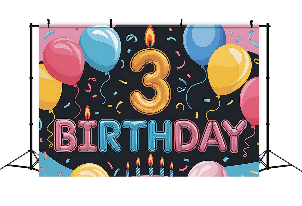 Personalized Birthday Photo Backdrop Cheerful 3rd Balloon Backdrop UK BRP2-220