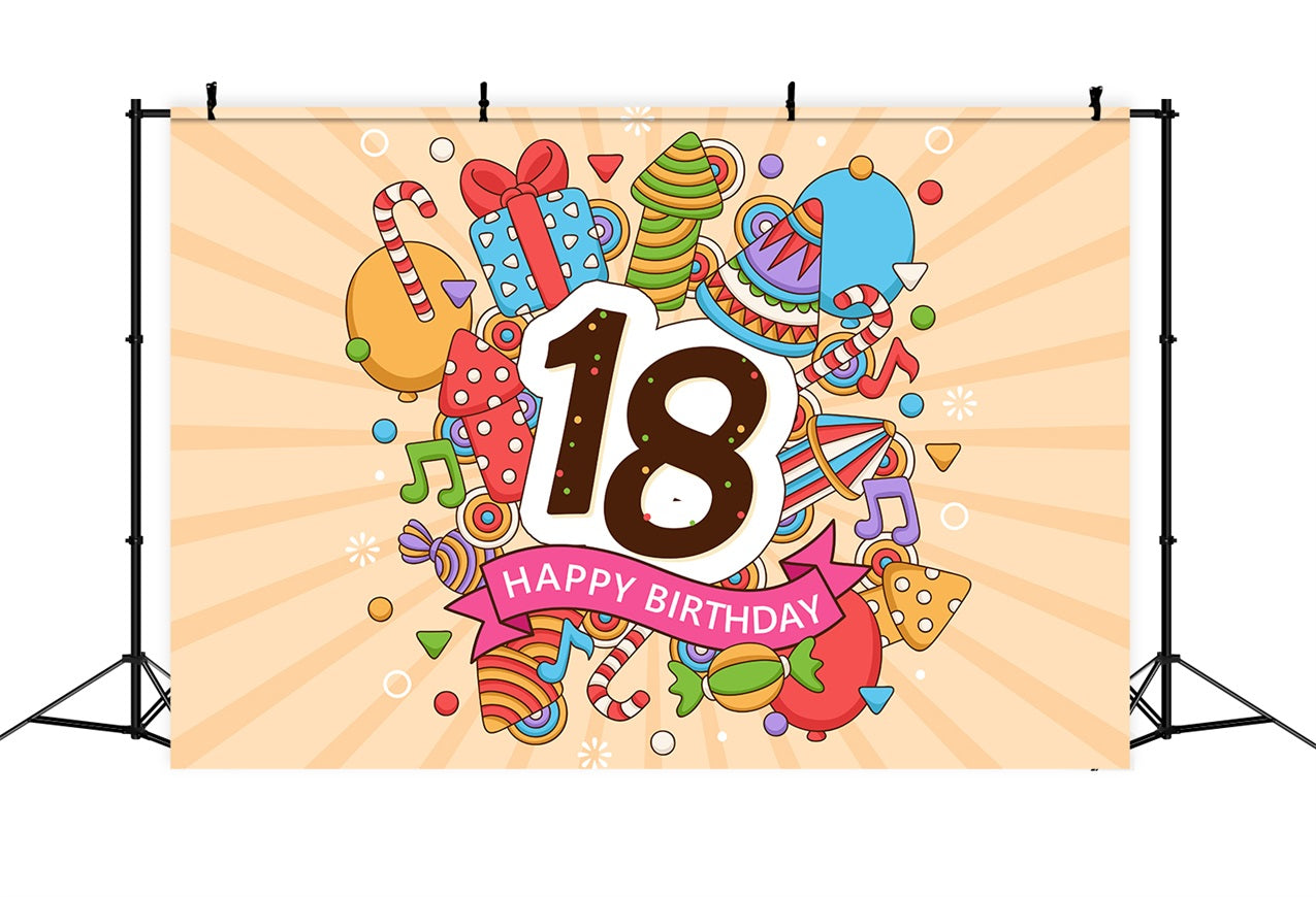 Customize Backdrop For Birthday Cartoon 18th Backdrop UK BRP2-222