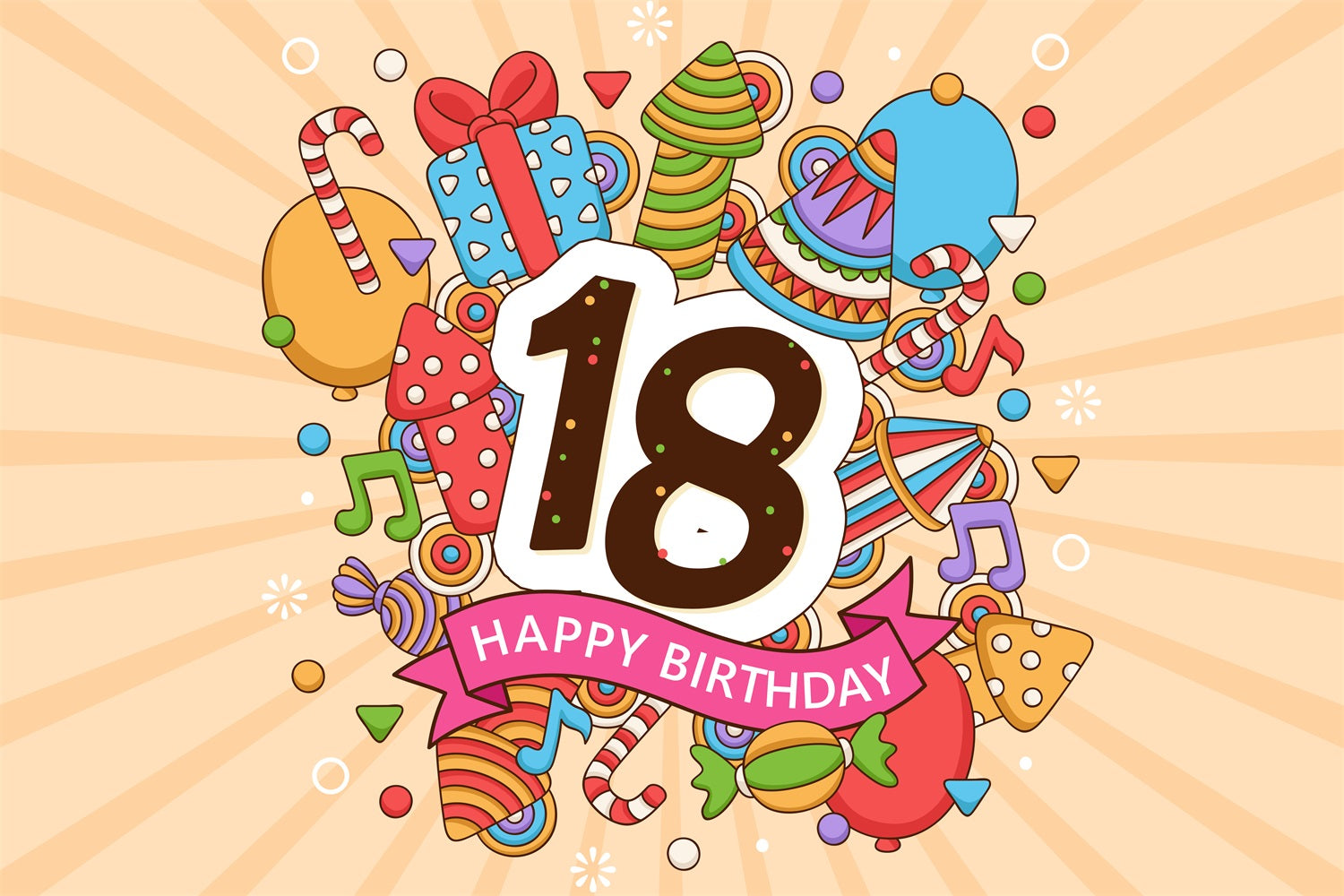 Customize Backdrop For Birthday Cartoon 18th Backdrop UK BRP2-222