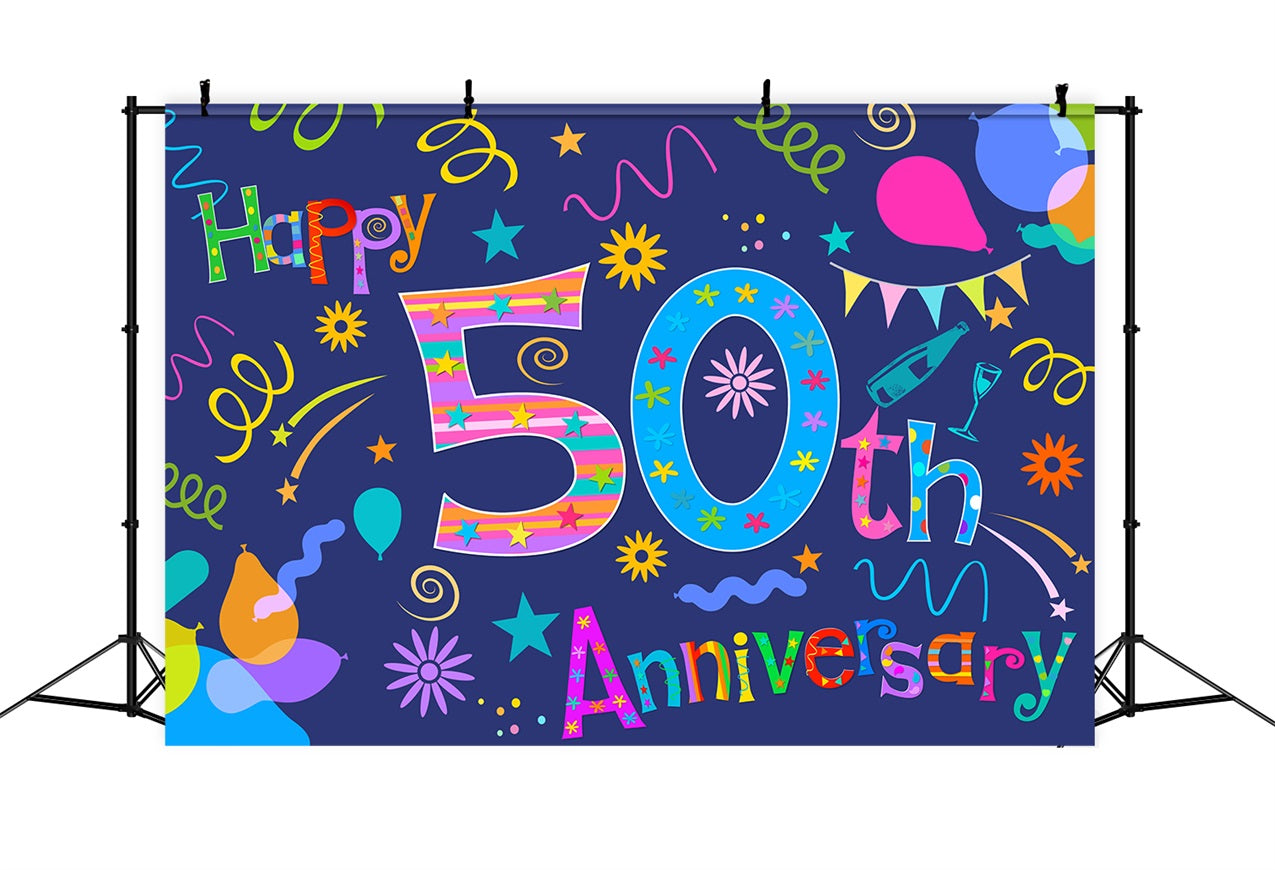 Custom Birthday Party Backdrop Colorful 50th Anniversary Backdrop UK BRP2-223