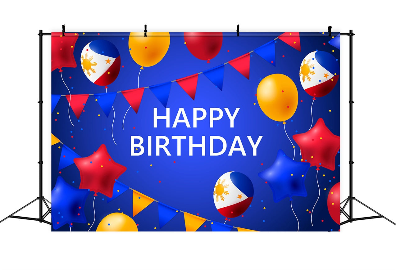 Customize Birthday Backdrop Philippine Party Flags Stars Backdrop UK BRP2-224