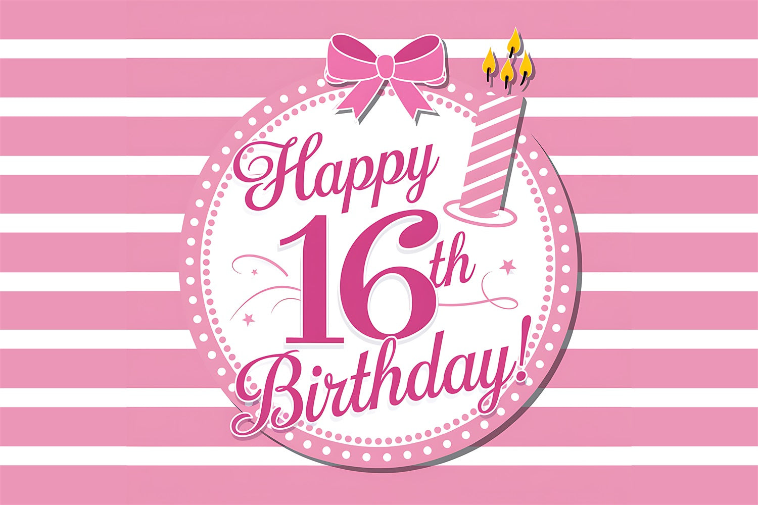Birthday Backdrop Personalized Sweet 16 Pink Stripes Backdrop UK BRP2-225