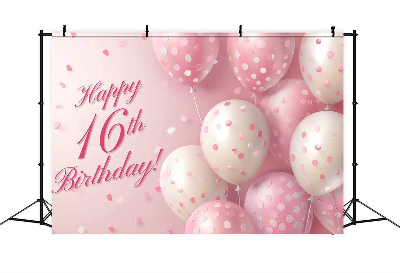 Custom Backdrops For Birthdays Pink Balloon 16th Backdrop UK BRP2-230