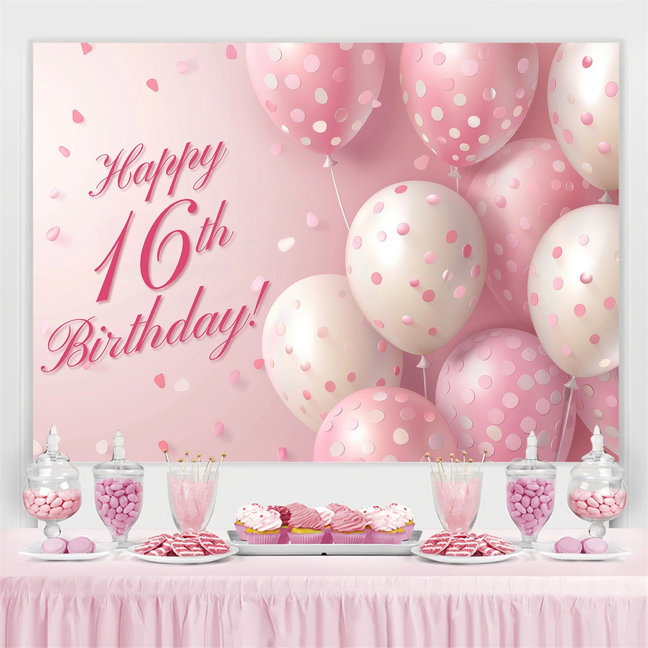 Custom Backdrops For Birthdays Pink Balloon 16th Backdrop UK BRP2-230