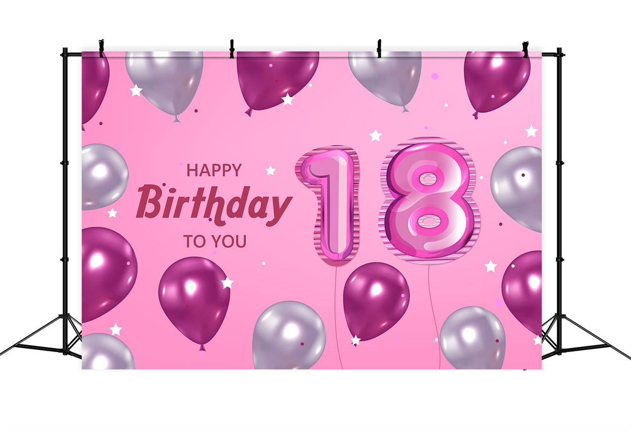 Customized Birthday Backdrops Sparkling Balloon 18th Backdrop UK BRP2-232