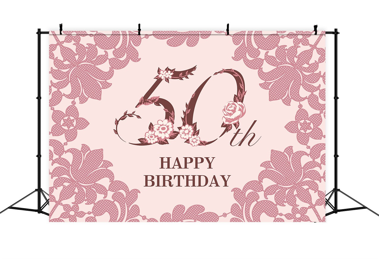 Personalized 50th Birthday Backdrops Floral Lace Backdrop UK BRP2-234
