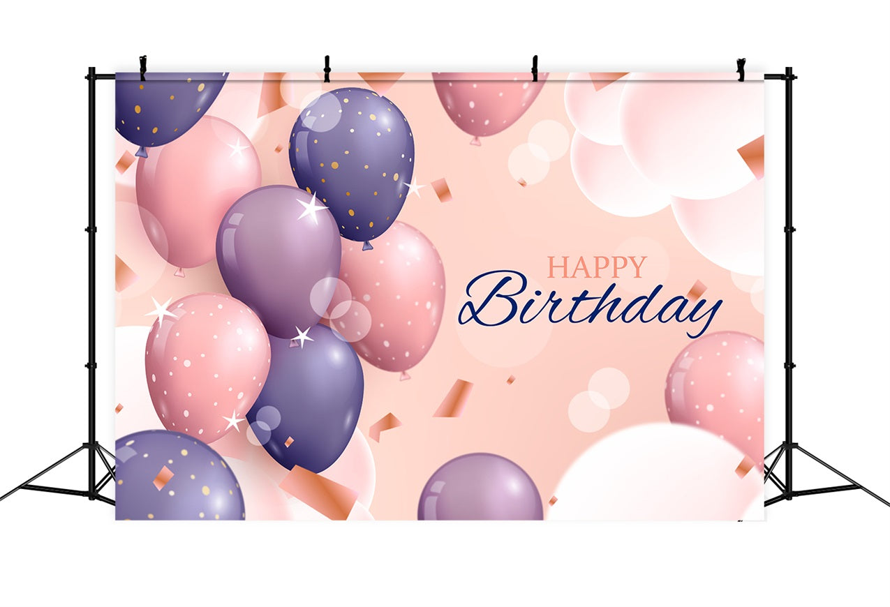 Custom Happy Birthday Backdrop Floating Balloon Sparkles Backdrop UK BRP2-236