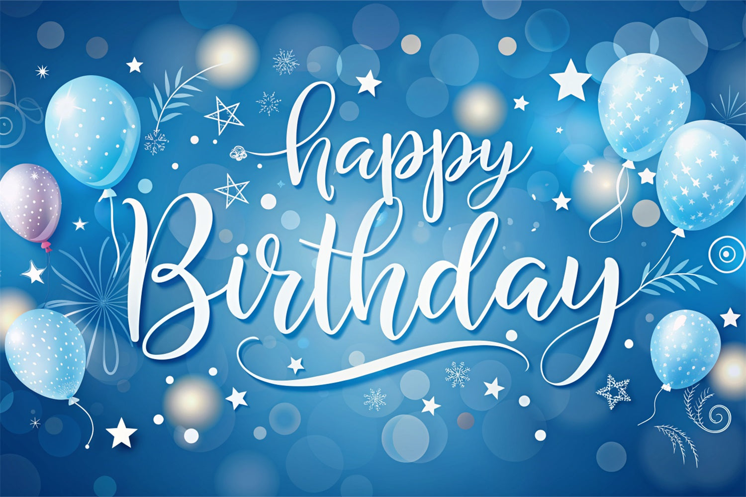 Personalized Backdrop Birthday Starlight Blue Balloon Backdrop UK BRP2-240