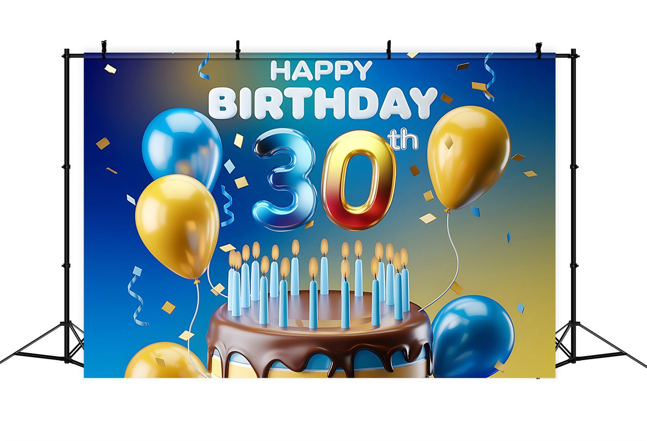 Custom Backdrops For Birthday Parties 30th Balloon Cake Backdrop UK BRP2-242