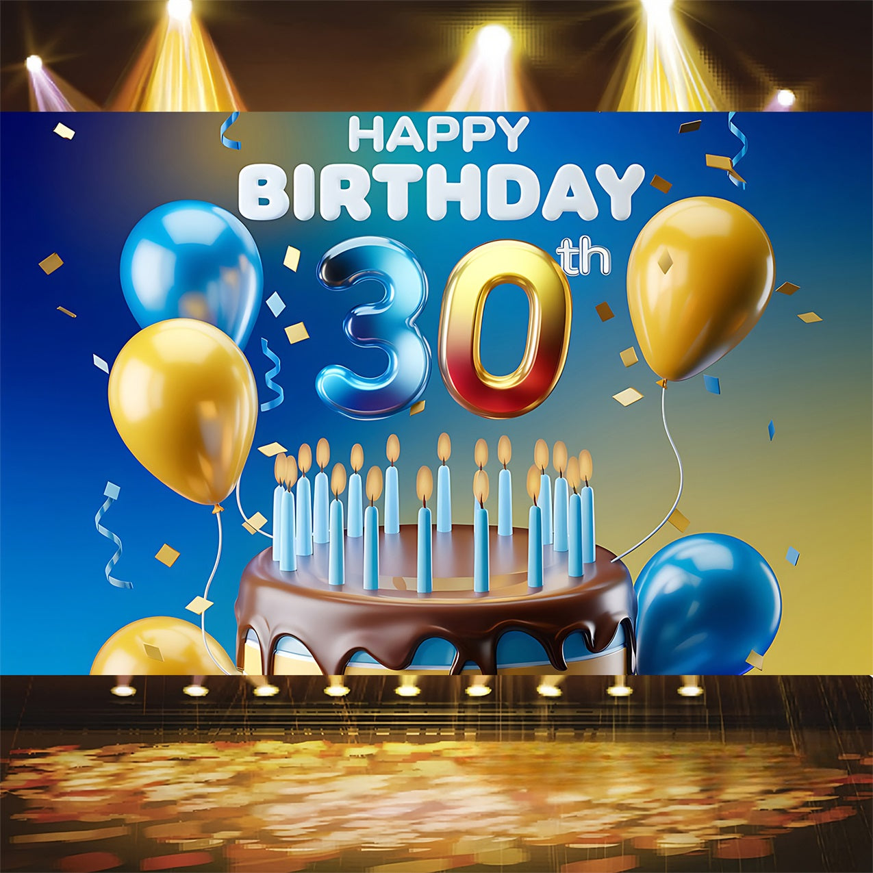 Custom Backdrops For Birthday Parties 30th Balloon Cake Backdrop UK BRP2-242