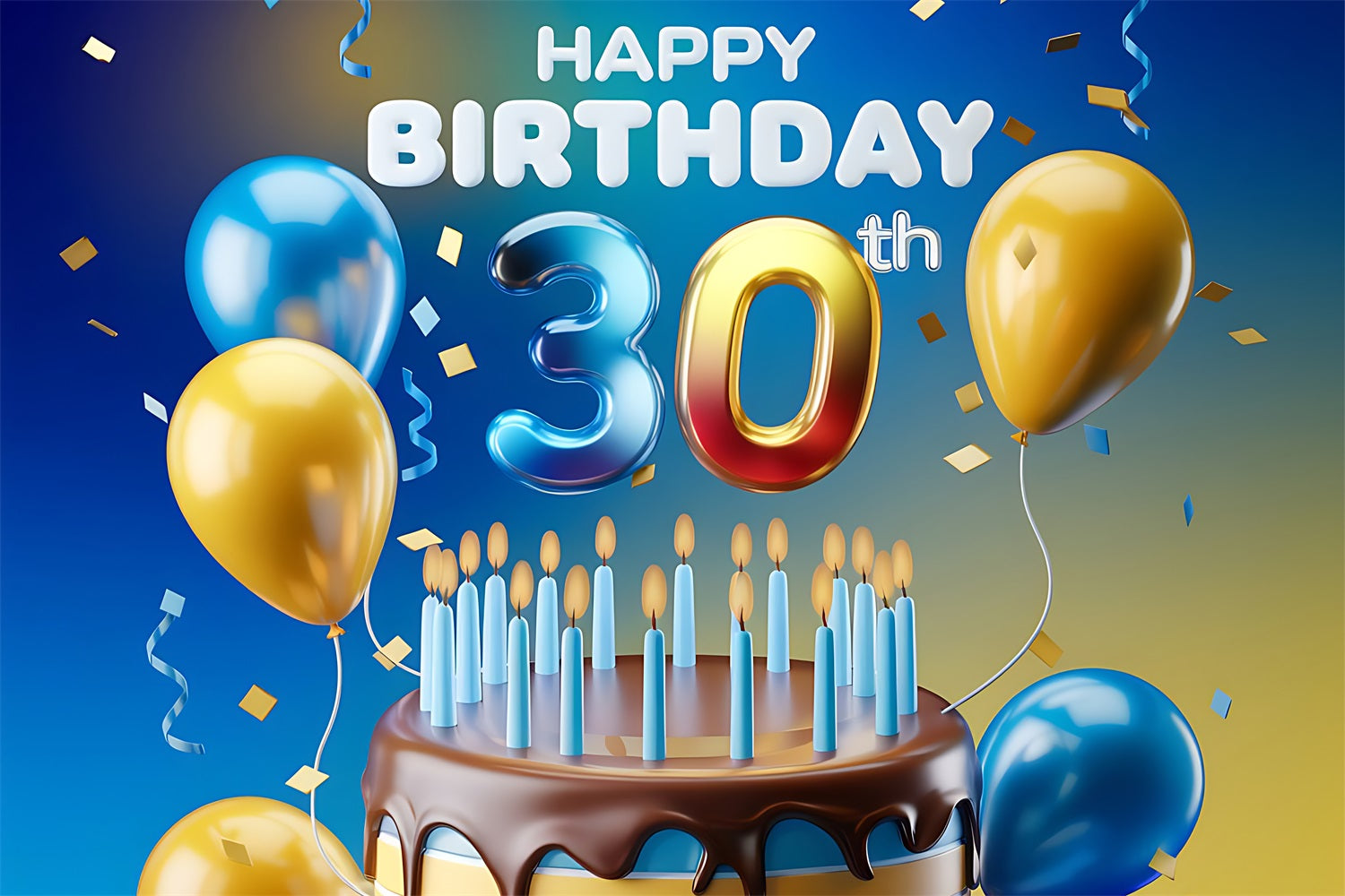 Custom Backdrops For Birthday Parties 30th Balloon Cake Backdrop UK BRP2-242