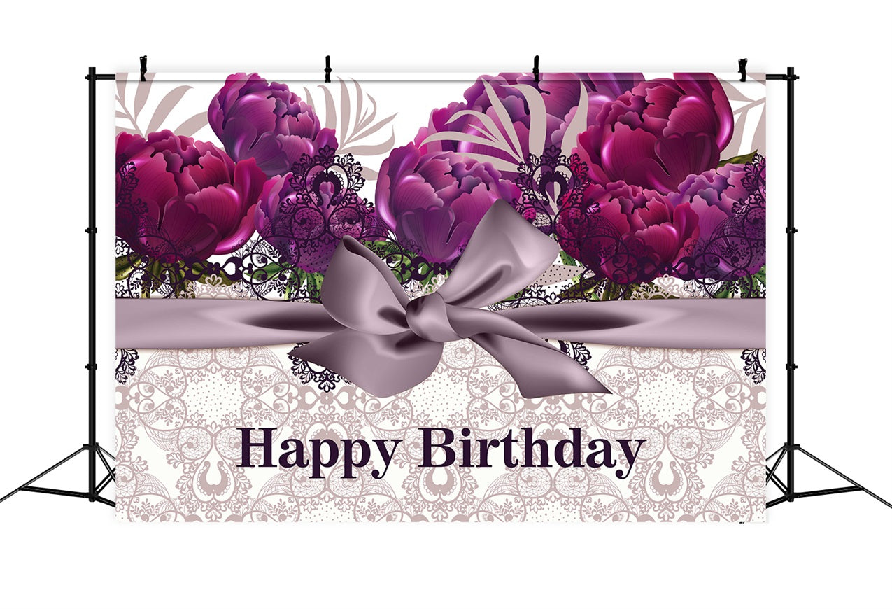 Personalised Backdrop Birthday Vintage Purple Floral Backdrop UK BRP2-245
