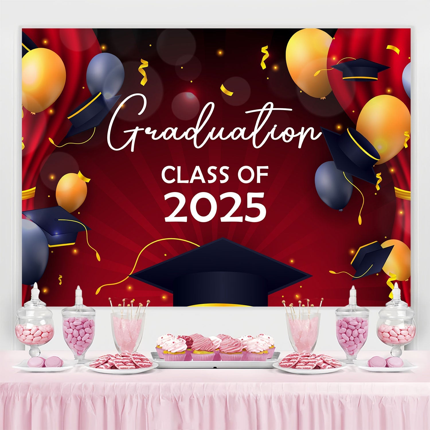 Graduation Backdrops Golden Balloon Elegant Graduation Party Backdrop UK BRP2-252