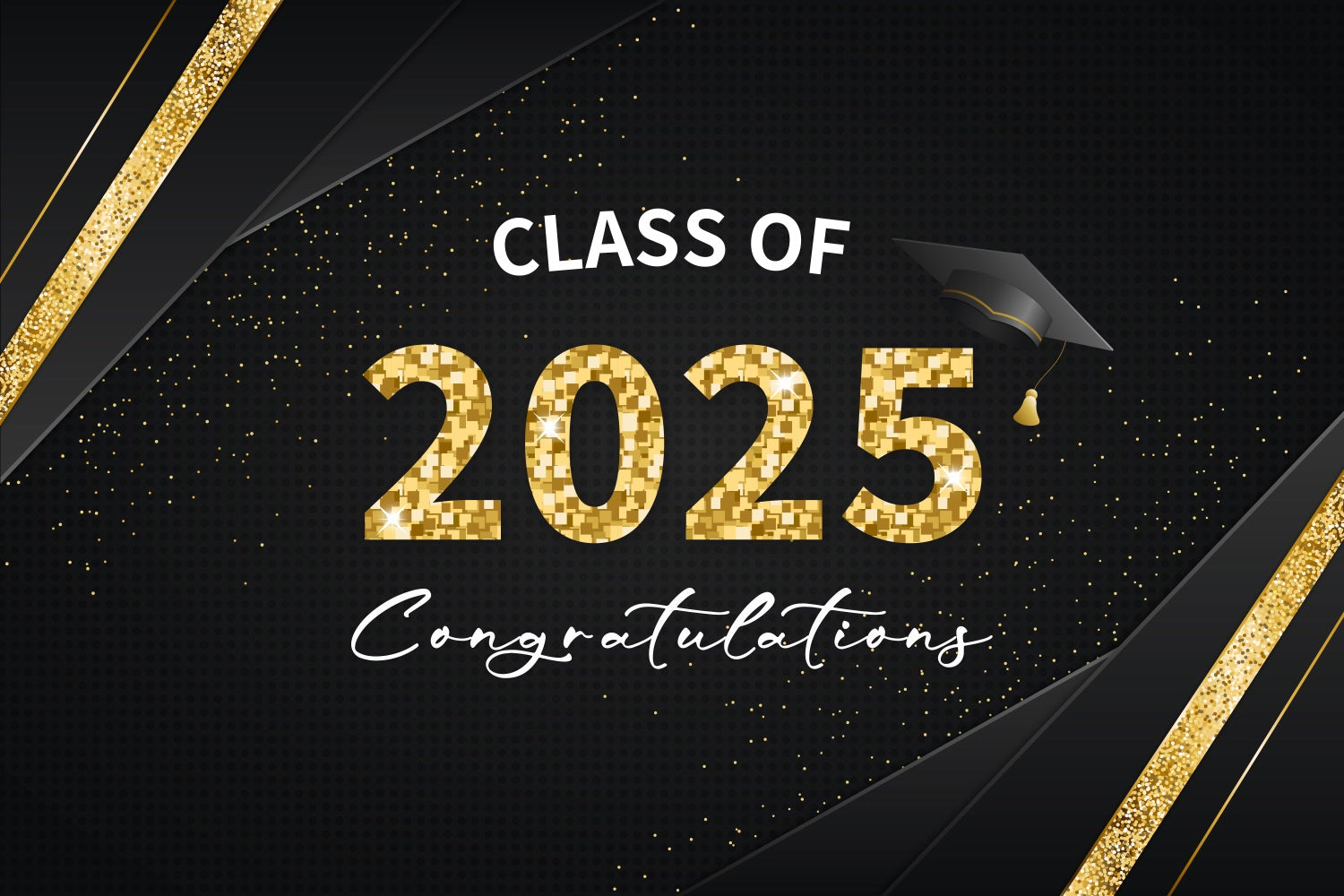 Backdrops Graduation Black Gold Sparkling Graduation Party Backdrop UK BRP2-254