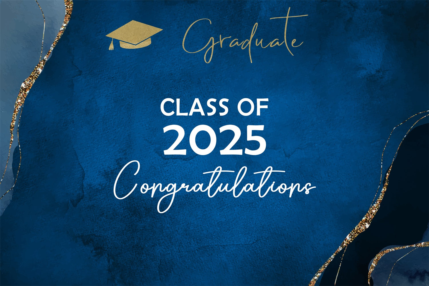 2025 Graduation Backdrop Modern Blue Graduation Party Backdrop UK BRP2-255