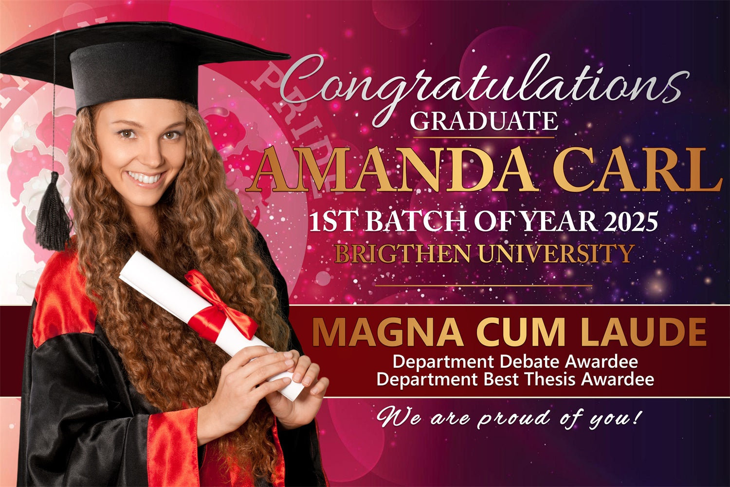 Custom Graduation Backdrop Brilliant Scholar Graduation Party Backdrop UK BRP2-281