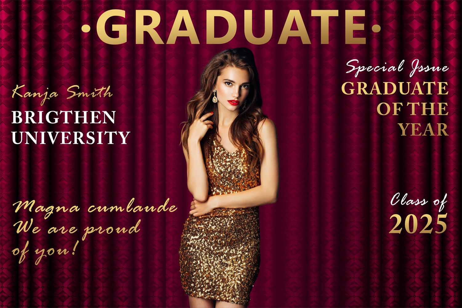 Personalized Graduation Backdrops Vintage Red Graduation Party Backdrop UK BRP2-284