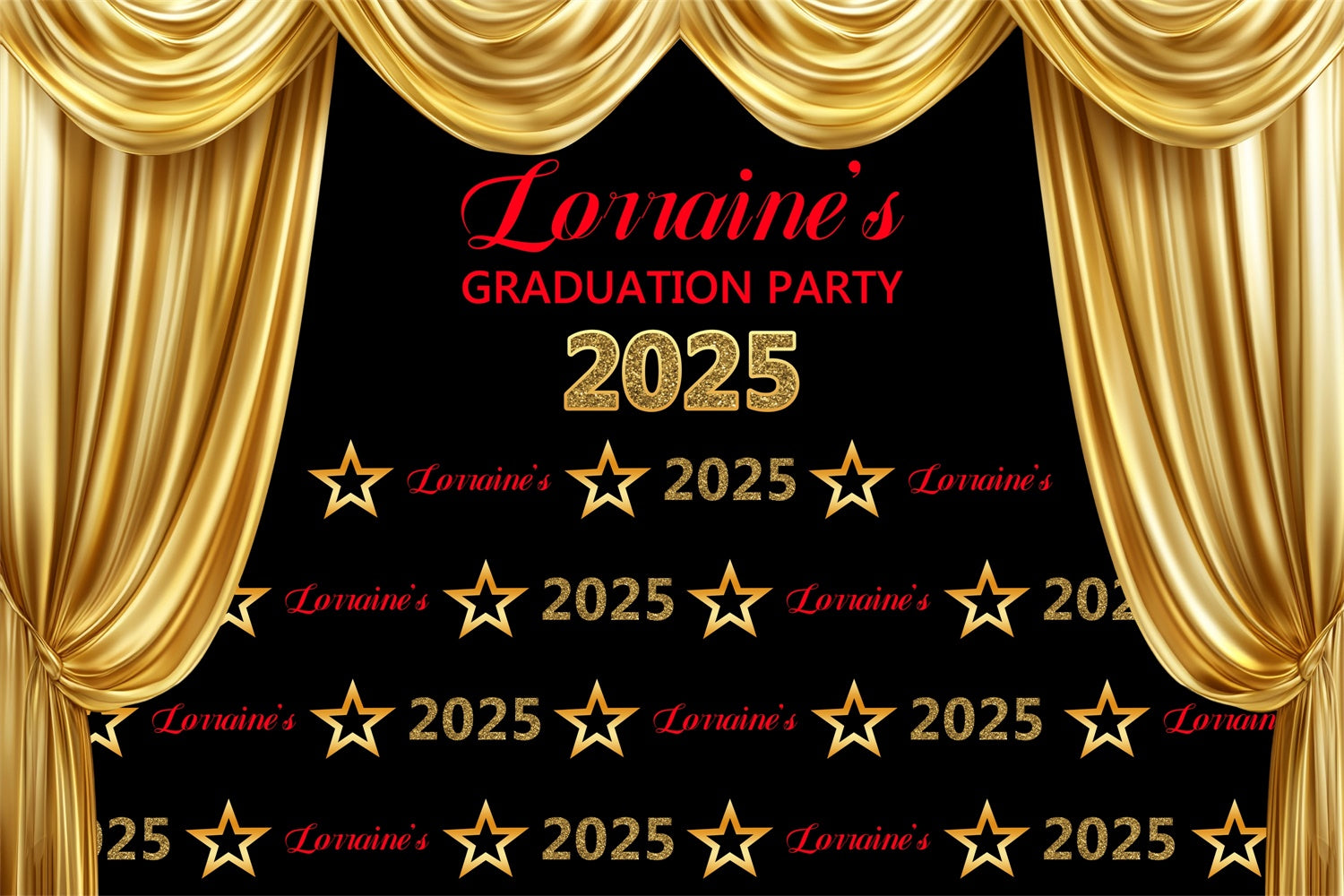 Personalized Graduation Backdrops Luxury Themed Golden Curtain Backdrop UK BRP3-1