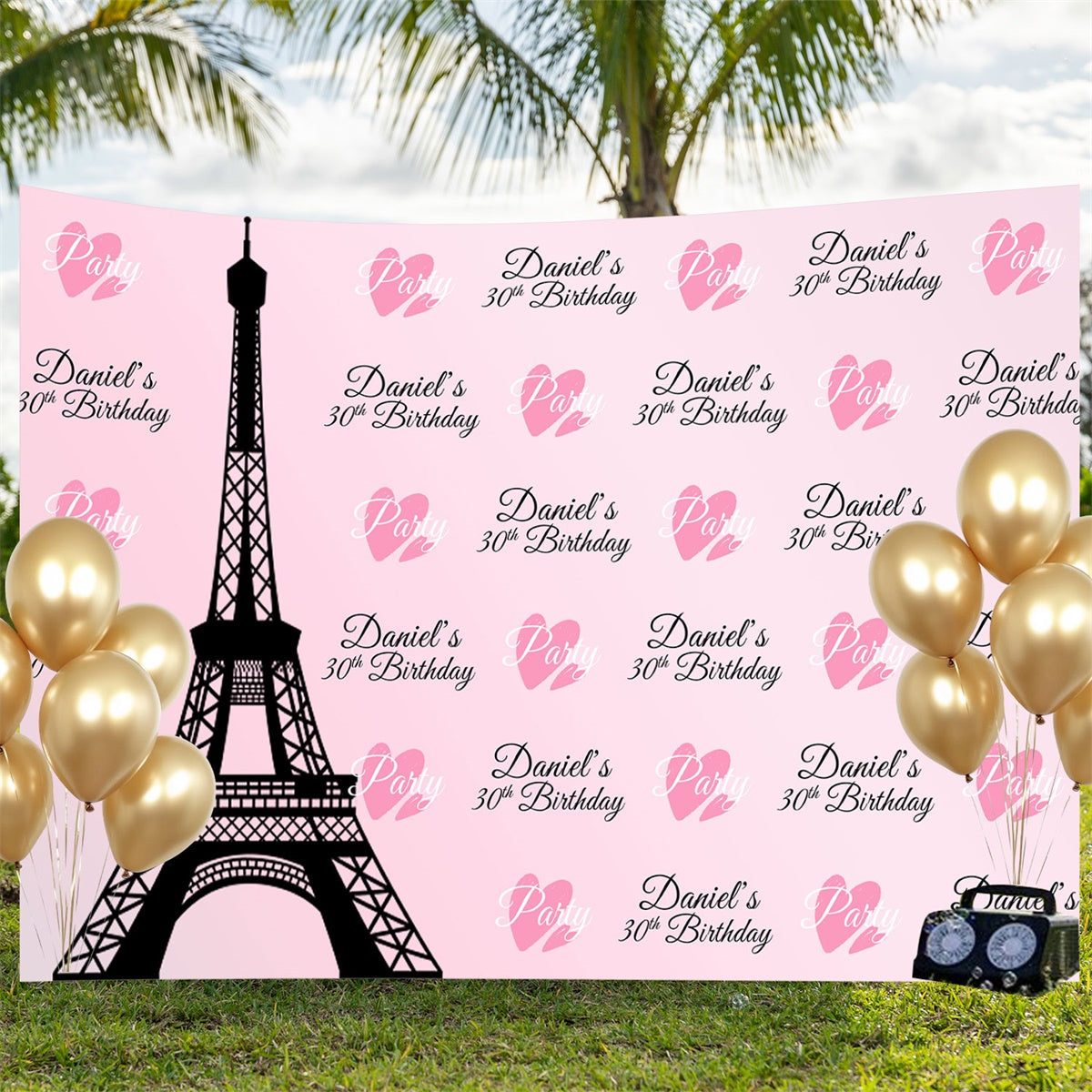 Custom Happy Birthday Backdrop Eiffel Tower 30th Backdrop UK BRP3-100