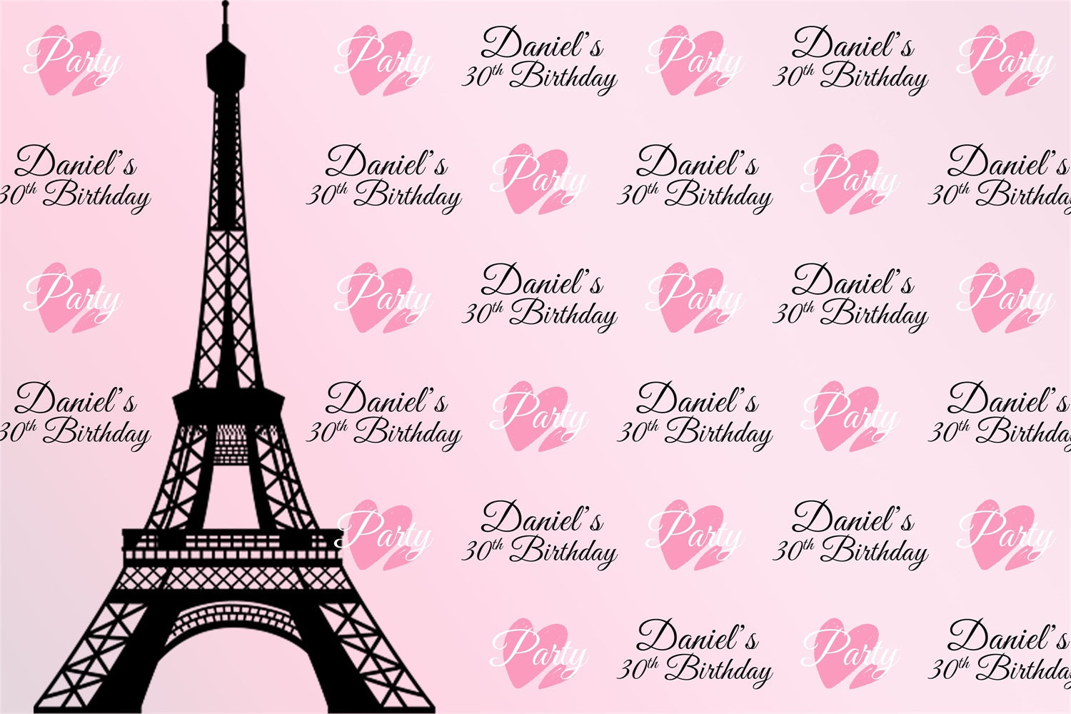 Custom Happy Birthday Backdrop Eiffel Tower 30th Backdrop UK BRP3-100