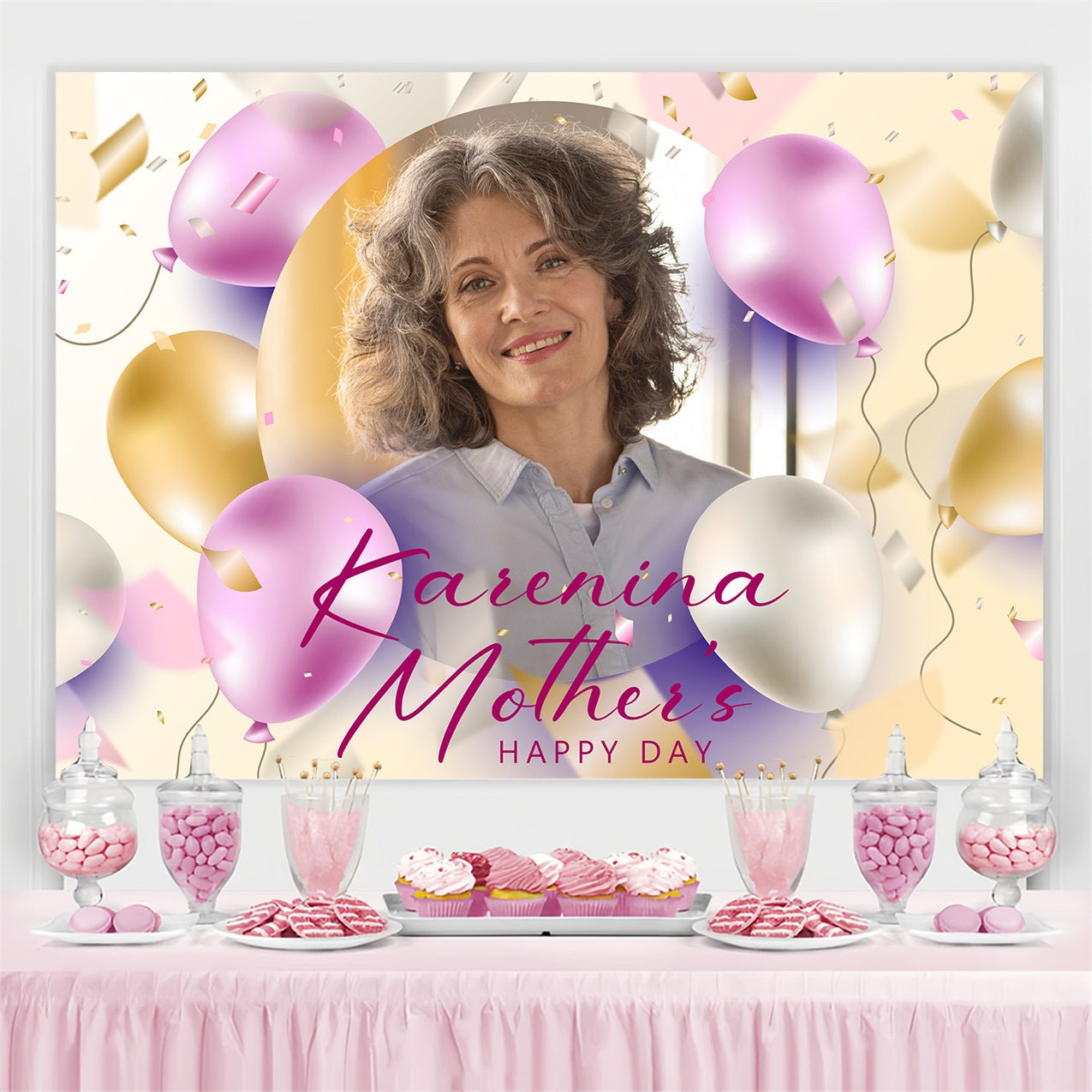 Mothers Day Backdrop Balloon Celebration Personalised Backdrop UK BRP3-113