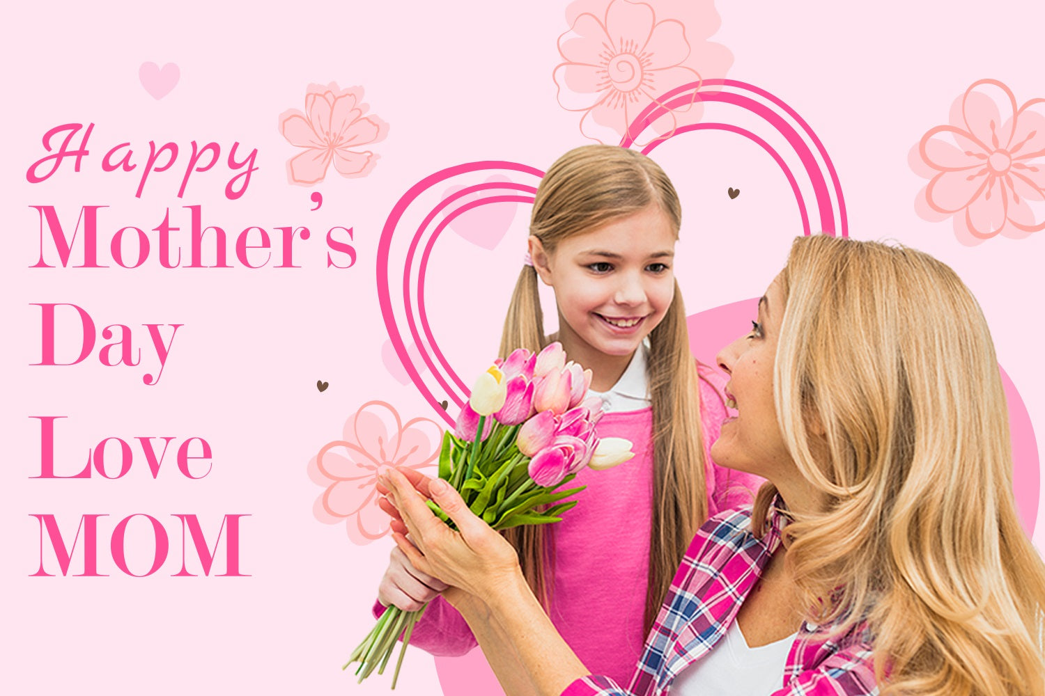 Mothers Day Photo Backdrop Floral Pink Elegance Customized Backdrop UK BRP3-141