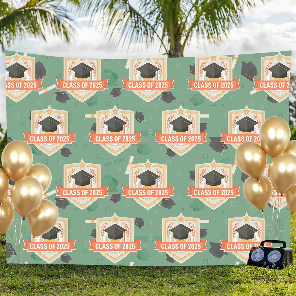 Personalized Graduation Backdrop Vintage Green Graduation Party Backdrop UK BRP3-15