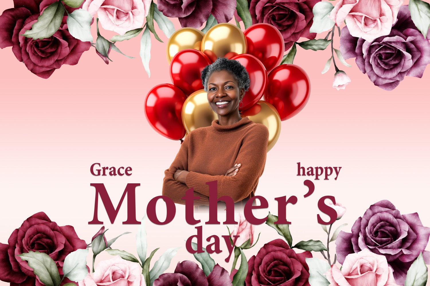 Backdrops For Mother's Day Bold Rose Balloons Customized Backdrop UK BRP3-150