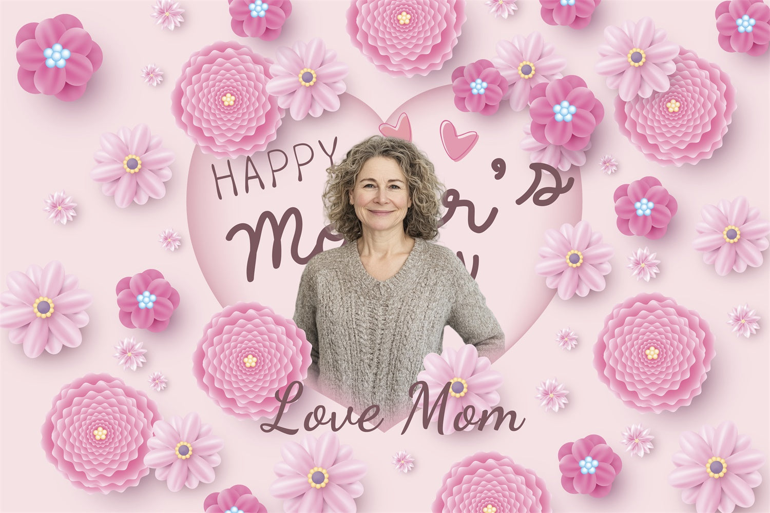 Happy Mothers Day Backdrop Soft Pink Blossom Personalized Backdrop UK BRP3-161