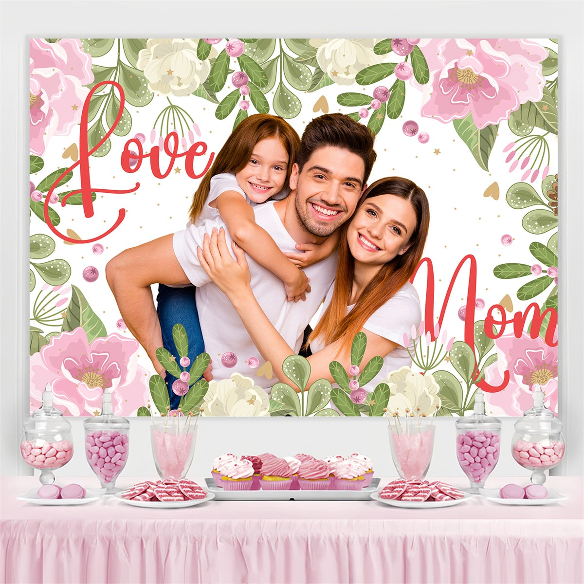 Backdrops For Mother's Day Elegant Botanical Frame Custom Backdrop UK BRP3-164