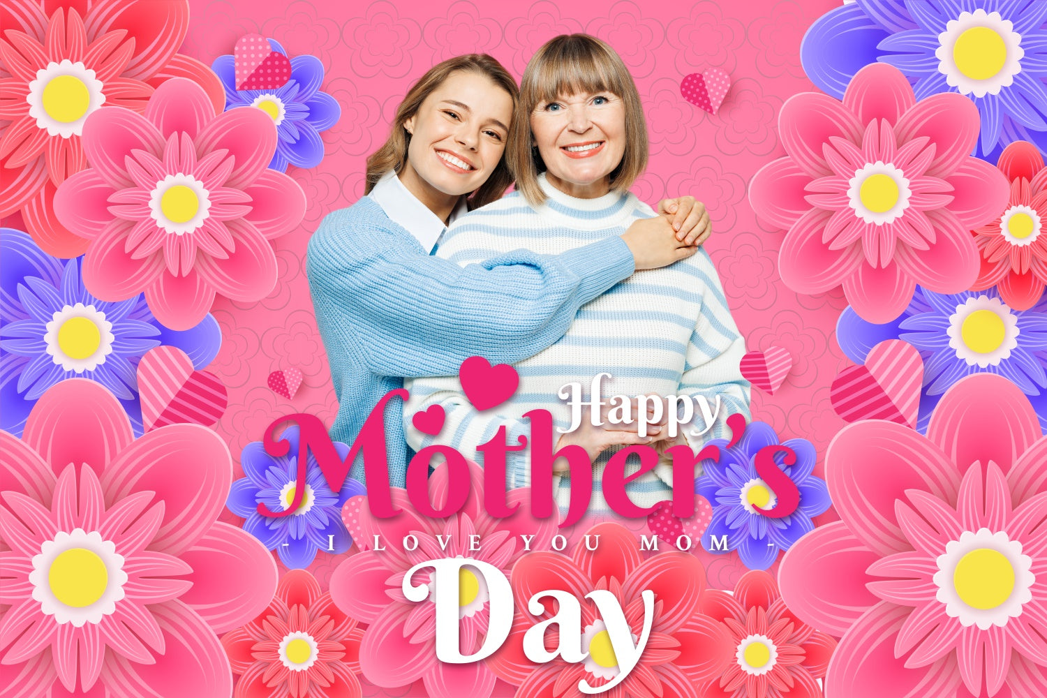 Mothers Day Photo Backdrop Vibrant Floral Happy Custom Backdrop UK BRP3-166