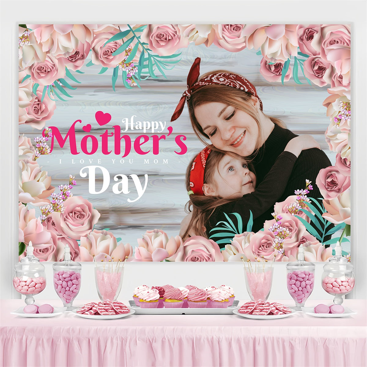 Backdrops For Mother's Day Delicate Floral Wood Custom Backdrop UK BRP3-170