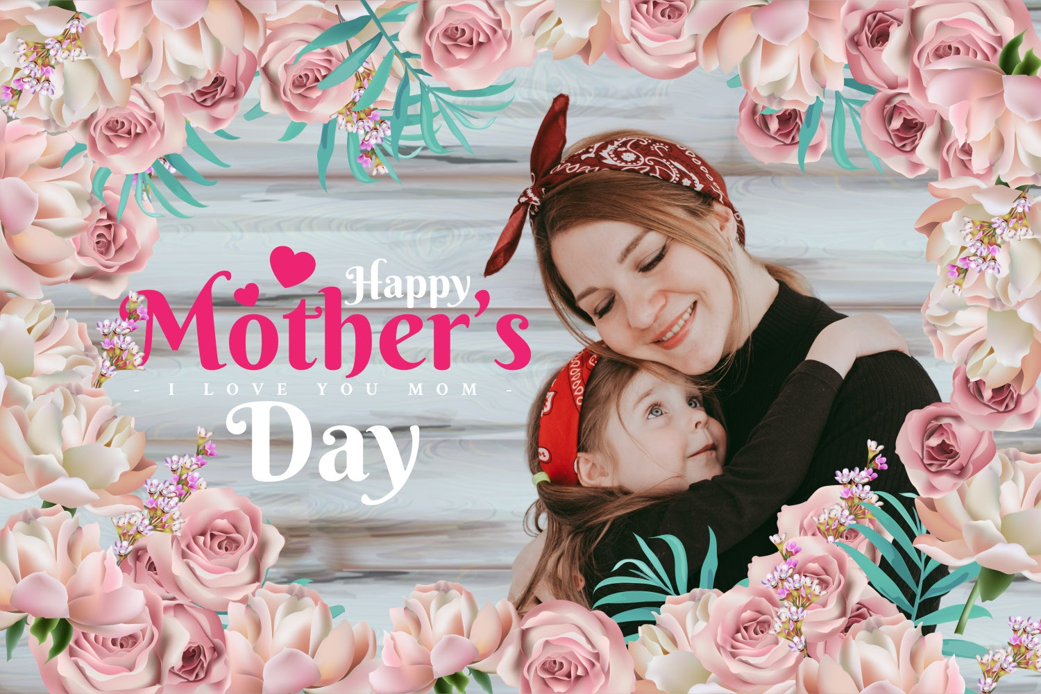 Backdrops For Mother's Day Delicate Floral Wood Custom Backdrop UK BRP3-170